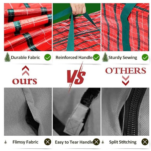 Christmas Tree Storage Bag, Reinforced Handles & Zipper, Heavy Duty w/Label Slot - Picture 6 of 9